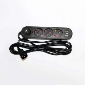 BLOCO DE TOMADAS 3WAY 3 METROS C/I PRETA 2X USB - Image 1