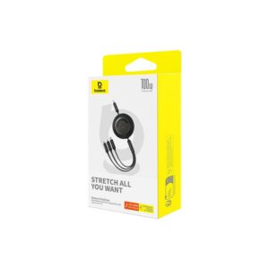 CABO USB-C (M) P/ USB-C/M/L 1.1M 3-IN-1 100W RETRATIL BASEUS